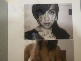 Amateur Asian girl masturbates and gets cum on her face