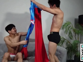 Twink and gay superheroes in spandex, roleplay and sex toys.