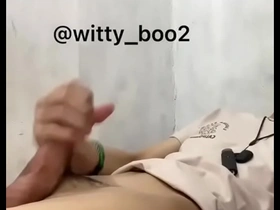 Alter Asian masturbates in front of the camera