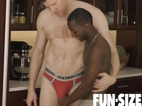 A petite gay guy gets drilled by a well-endowed, attractive father figure in a raw sex scene.