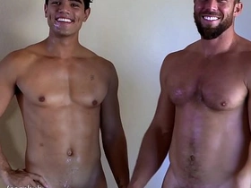 Alpha hairy muscular jock has hardcore sex with fit female-bodied person