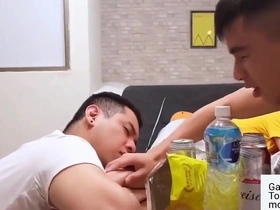 Steamy threesome action with a solo performance and bareback sex. GayWiz.com