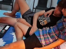 Gay twinks indulge in hot sex after watching a porn movie