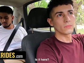 Get a car ride and a blowjob in return in this gay porn video