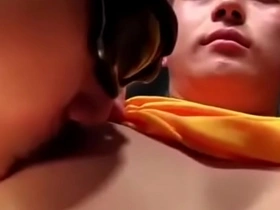 Young Asian boy gives a handjob to his gay master