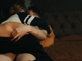 Skinny roommates try out anal sex to spice up their night.