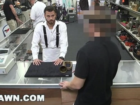 Gay pawn shop transaction turns into hot and steamy scene.