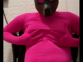 Fat gay in Zentai costume has sex with another man.