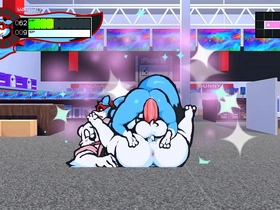 Public street threesome with a big cock and bukkake in Oh So Hero Hentai game pornplay.