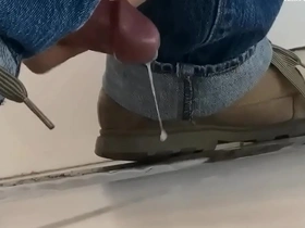 Young Asian woman masturbates in the supermarket bathroom