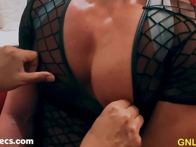 Enjoy the feeling of his well-built chest against your body.