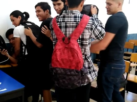 Gay orgy with young and straight students in a Latin public school