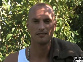 A hot bald gay man masturbates and also performs oral sex on himself.