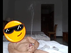 Solo boys hardcore hotel room session with cock play and female ejaculation