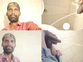 Two amateur guys, Rajesh and 993, engage in some fun with pissing, massaging and rubbing in the bathroom.