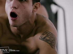 An army hunk assists his fellow soldier to come out and gives him a first time gay experience.
